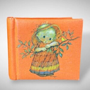 1973 Hallmark Orange Photo Album by Mary Hamilton Artwork Girl‎ Design Vintage